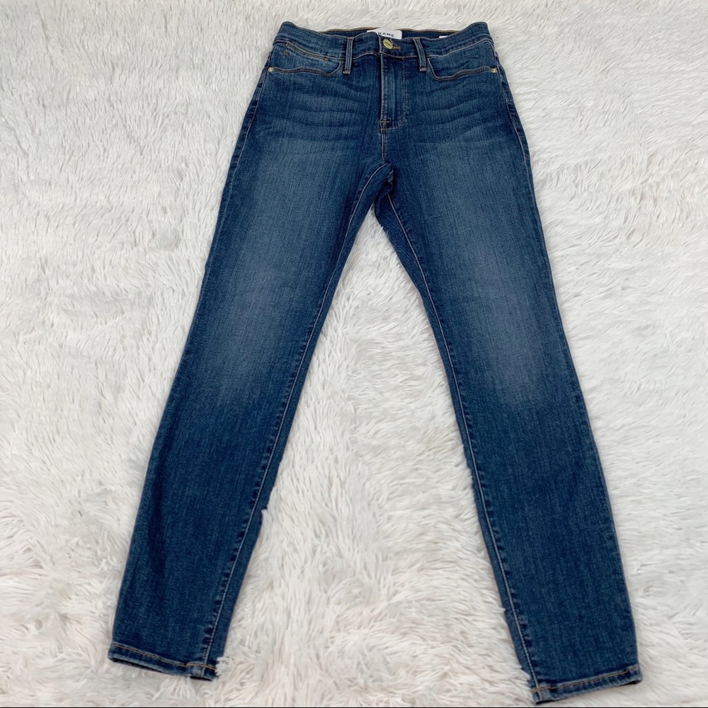 Frame Le High Crop‎ Skinny Jeans in blue Sulham solid  women 26